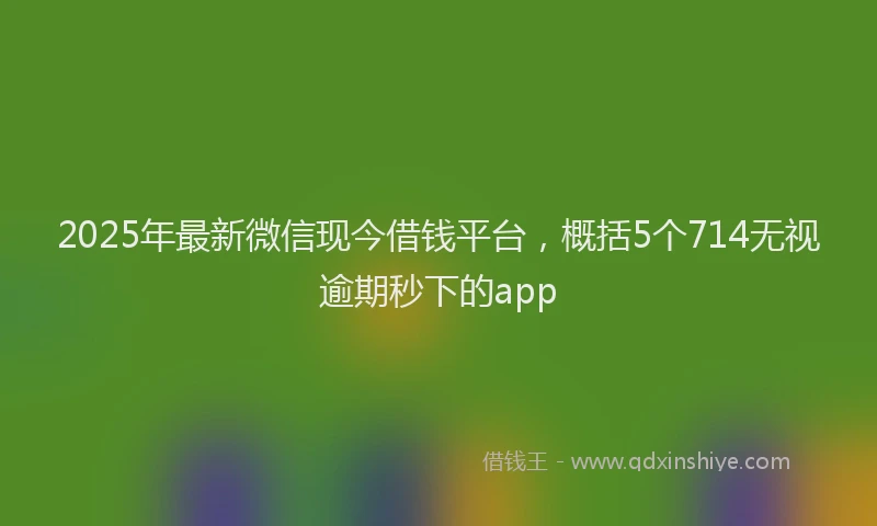 2025年最新微信现今借钱平台，概括5个714无视逾期秒下的app
