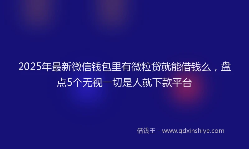 2025年最新微信钱包里有微粒贷就能借钱么，盘点5个无视一切是人就下款平台