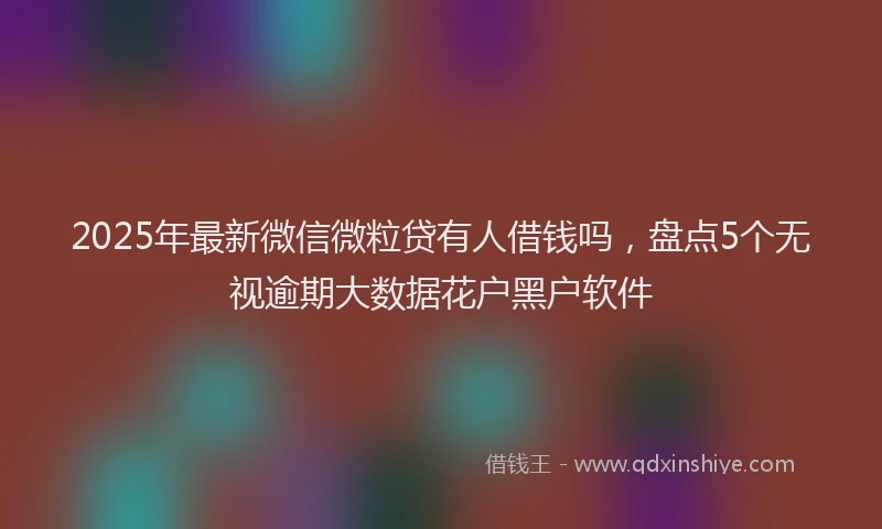 2025年最新微信微粒贷有人借钱吗，盘点5个无视逾期大数据花户黑户软件