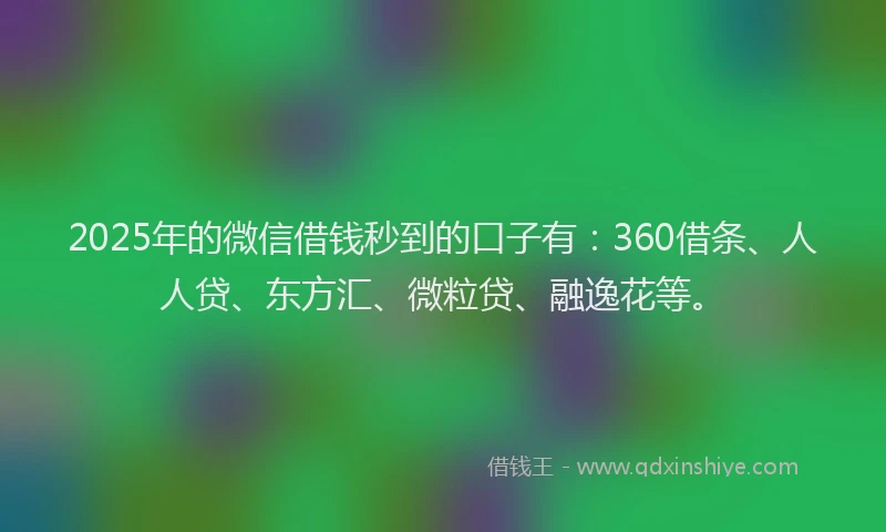 2025年的微信借钱秒到的口子有：360借条、人人贷、东方汇、微粒贷、融逸花等。