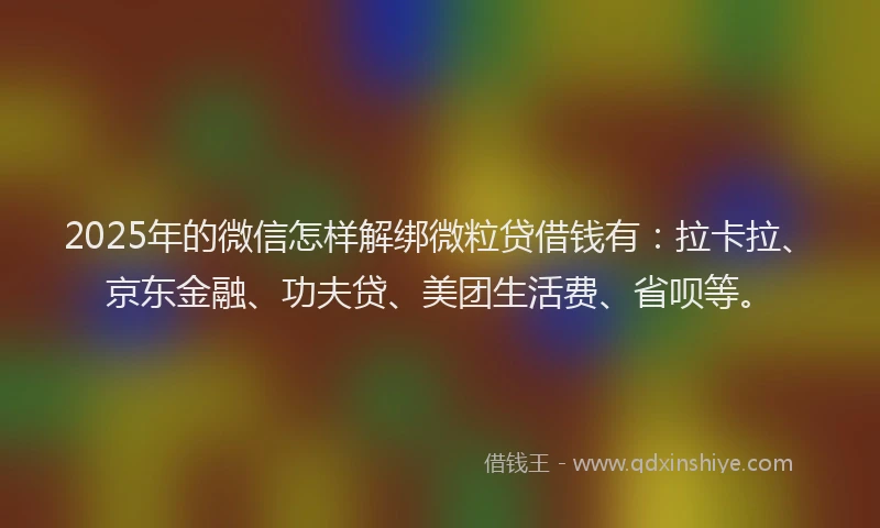 2025年的微信怎样解绑微粒贷借钱有：拉卡拉、京东金融、功夫贷、美团生活费、省呗等。