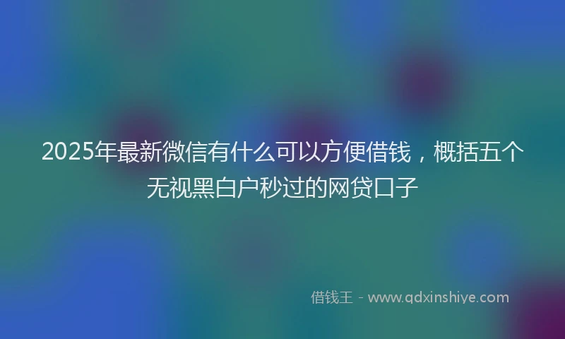 2025年最新微信有什么可以方便借钱，概括五个无视黑白户秒过的网贷口子