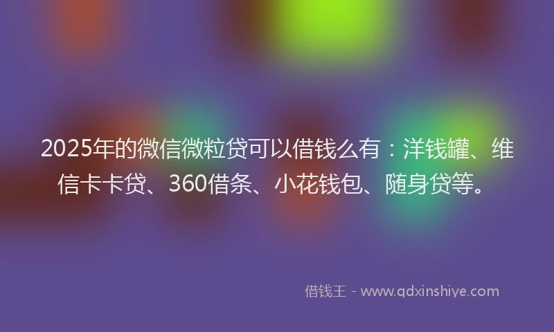 2025年的微信微粒贷可以借钱么有：洋钱罐、维信卡卡贷、360借条、小花钱包、随身贷等。