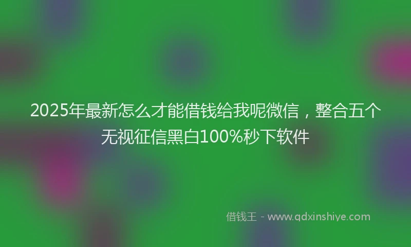 2025年最新怎么才能借钱给我呢微信，整合五个无视征信黑白100%秒下软件