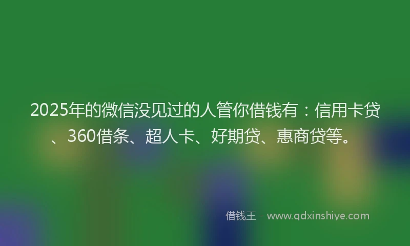 2025年的微信没见过的人管你借钱有：信用卡贷、360借条、超人卡、好期贷、惠商贷等。