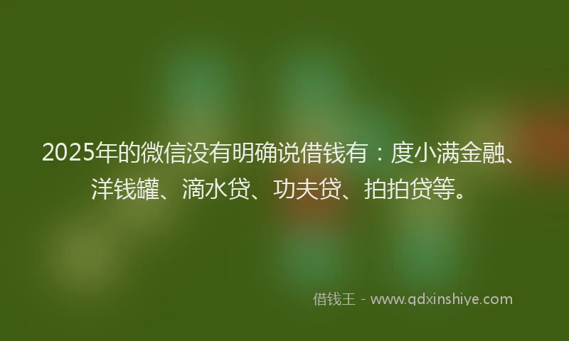 2025年的微信没有明确说借钱有：度小满金融、洋钱罐、滴水贷、功夫贷、拍拍贷等。
