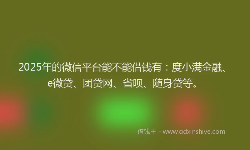 2025年的微信平台能不能借钱有：度小满金融、e微贷、团贷网、省呗、随身贷等。