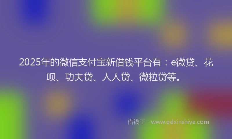 2025年的微信支付宝新借钱平台有：e微贷、花呗、功夫贷、人人贷、微粒贷等。