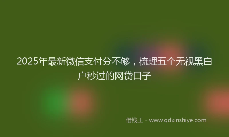 2025年最新微信支付分不够，梳理五个无视黑白户秒过的网贷口子