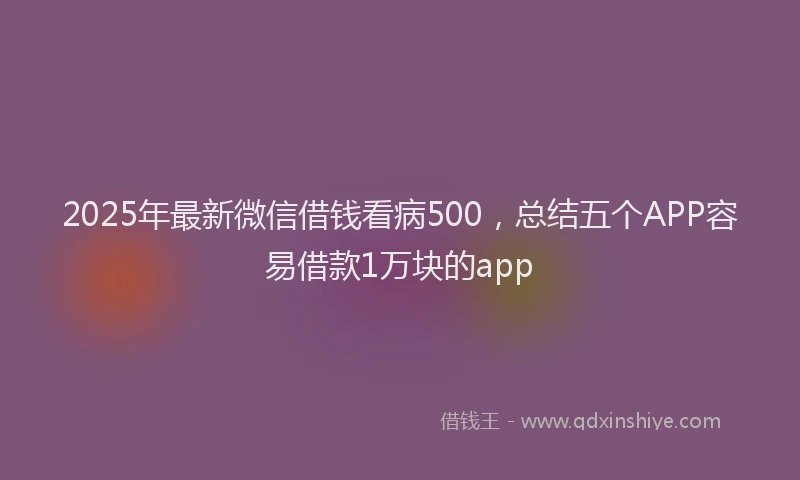 2025年最新微信借钱看病500，总结五个APP容易借款1万块的app