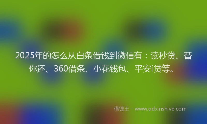 2025年的怎么从白条借钱到微信有：读秒贷、替你还、360借条、小花钱包、平安i贷等。