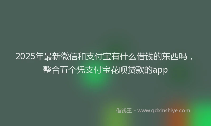 2025年最新微信和支付宝有什么借钱的东西吗，整合五个凭支付宝花呗贷款的app