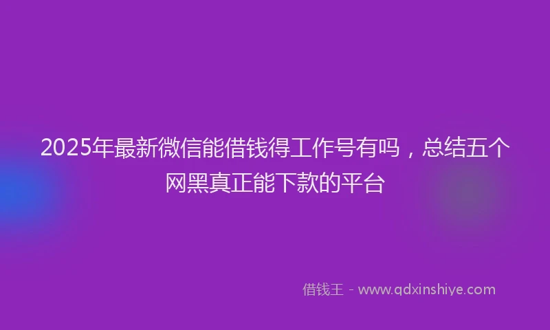 2025年最新微信能借钱得工作号有吗，总结五个网黑真正能下款的平台