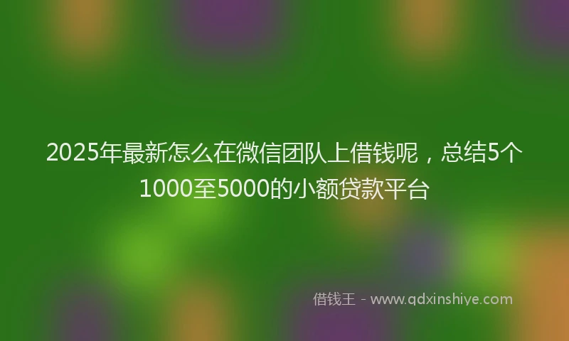 2025年最新怎么在微信团队上借钱呢，总结5个1000至5000的小额贷款平台