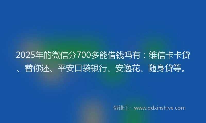 2025年的微信分700多能借钱吗有：维信卡卡贷、替你还、平安口袋银行、安逸花、随身贷等。