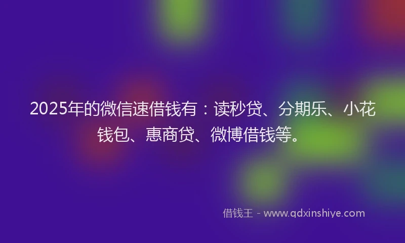 2025年的微信速借钱有：读秒贷、分期乐、小花钱包、惠商贷、微博借钱等。