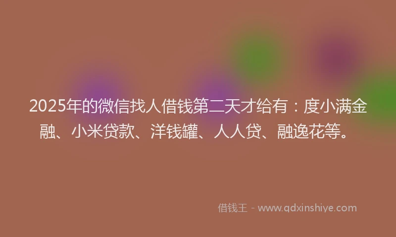 2025年的微信找人借钱第二天才给有：度小满金融、小米贷款、洋钱罐、人人贷、融逸花等。
