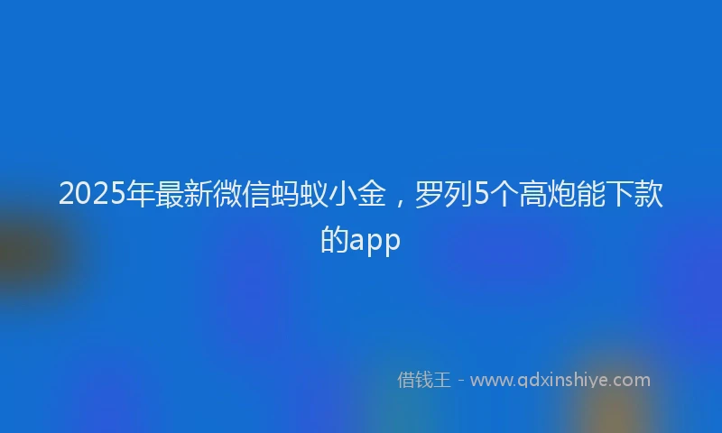 2025年最新微信蚂蚁小金，罗列5个高炮能下款的app