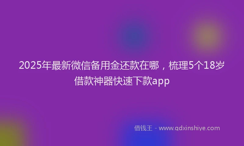 2025年最新微信备用金还款在哪，梳理5个18岁借款神器快速下款app