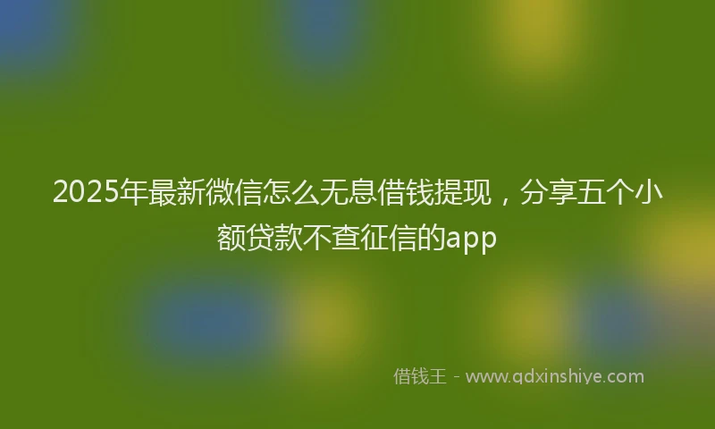 2025年最新微信怎么无息借钱提现，分享五个小额贷款不查征信的app