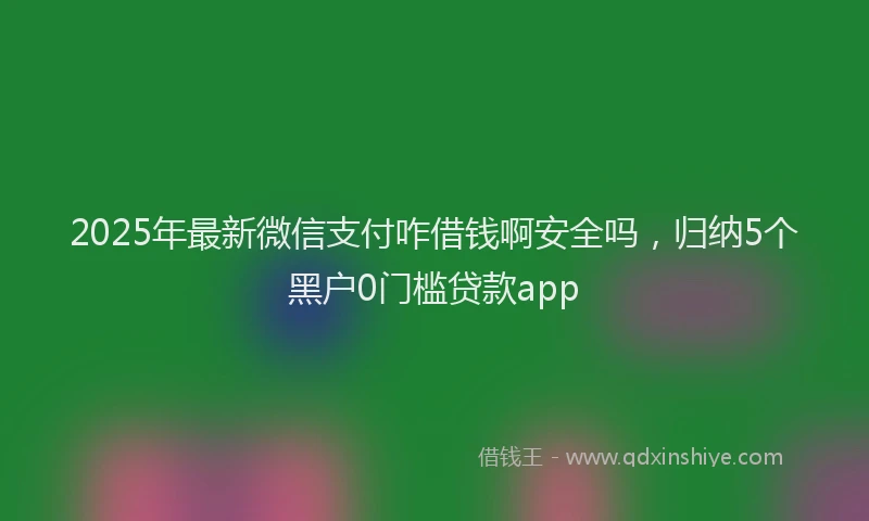2025年最新微信支付咋借钱啊安全吗，归纳5个黑户0门槛贷款app