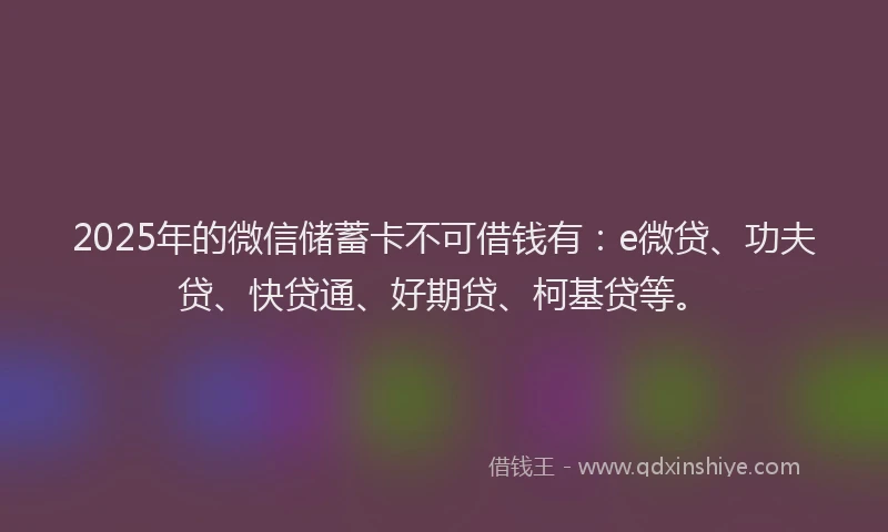 2025年的微信储蓄卡不可借钱有：e微贷、功夫贷、快贷通、好期贷、柯基贷等。