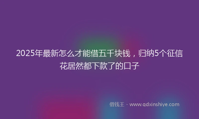 2025年最新怎么才能借五千块钱，归纳5个征信花居然都下款了的口子