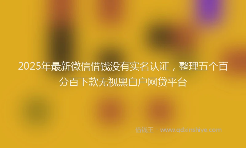 2025年最新微信借钱没有实名认证，整理五个百分百下款无视黑白户网贷平台