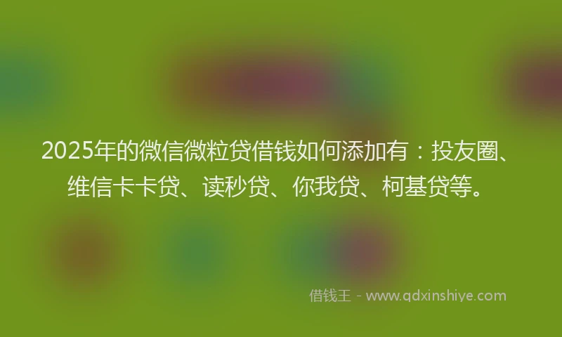 2025年的微信微粒贷借钱如何添加有：投友圈、维信卡卡贷、读秒贷、你我贷、柯基贷等。