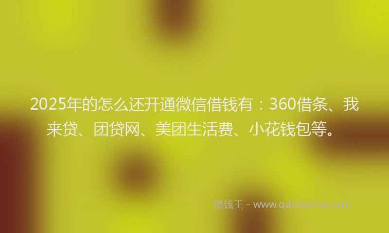 2025年的怎么还开通微信借钱有：360借条、我来贷、团贷网、美团生活费、小花钱包等。