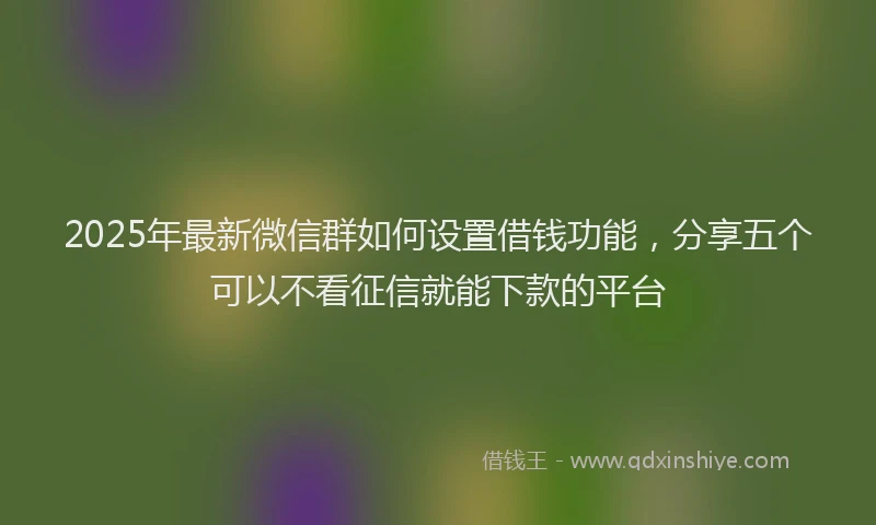 2025年最新微信群如何设置借钱功能，分享五个可以不看征信就能下款的平台