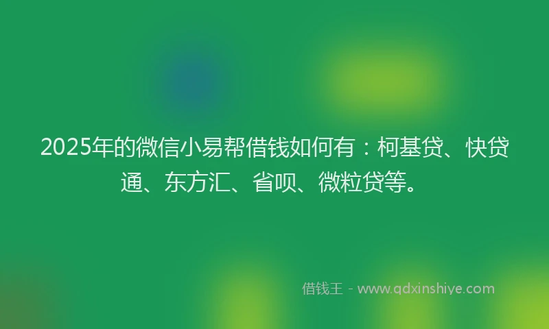 2025年的微信小易帮借钱如何有：柯基贷、快贷通、东方汇、省呗、微粒贷等。