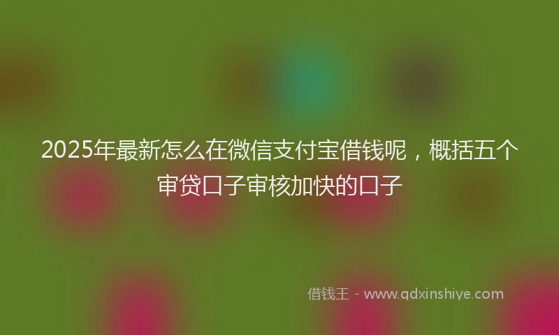 2025年最新怎么在微信支付宝借钱呢，概括五个审贷口子审核加快的口子