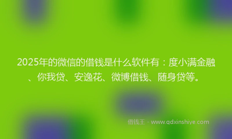 2025年的微信的借钱是什么软件有：度小满金融、你我贷、安逸花、微博借钱、随身贷等。