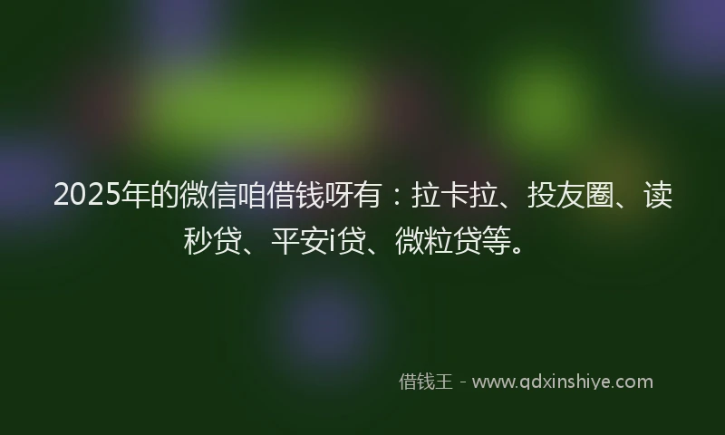 2025年的微信咱借钱呀有：拉卡拉、投友圈、读秒贷、平安i贷、微粒贷等。