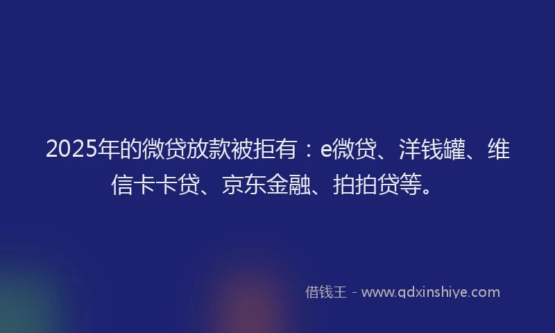 2025年的微贷放款被拒有：e微贷、洋钱罐、维信卡卡贷、京东金融、拍拍贷等。