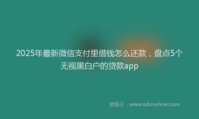 2025年最新微信支付里借钱怎么还款，盘点5个无视黑白户的贷款app