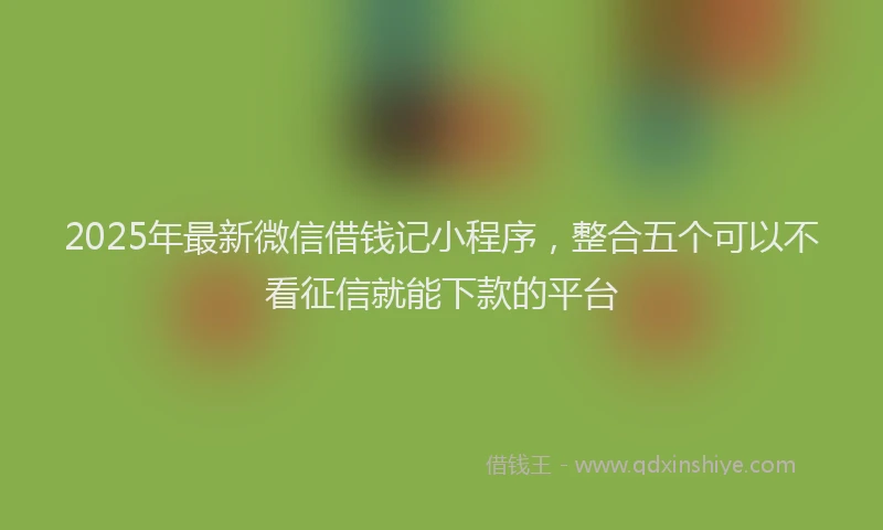 2025年最新微信借钱记小程序，整合五个可以不看征信就能下款的平台