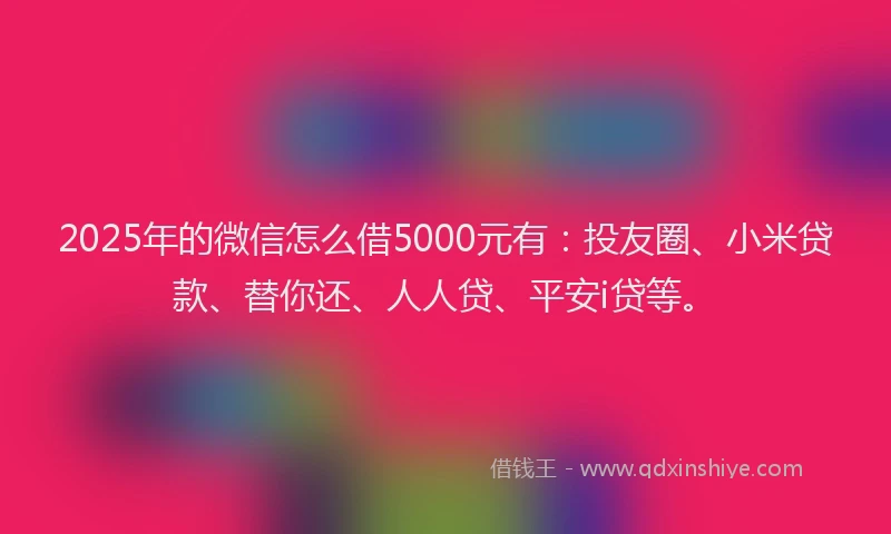 2025年的微信怎么借5000元有：投友圈、小米贷款、替你还、人人贷、平安i贷等。