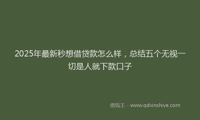 2025年最新秒想借贷款怎么样，总结五个无视一切是人就下款口子