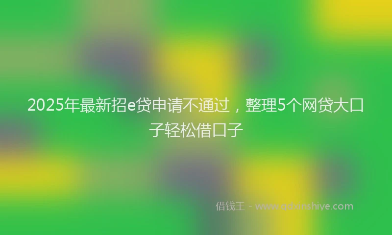 2025年最新招e贷申请不通过，整理5个网贷大口子轻松借口子