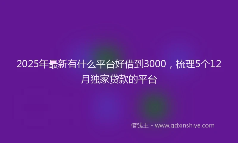 2025年最新有什么平台好借到3000，梳理5个12月独家贷款的平台