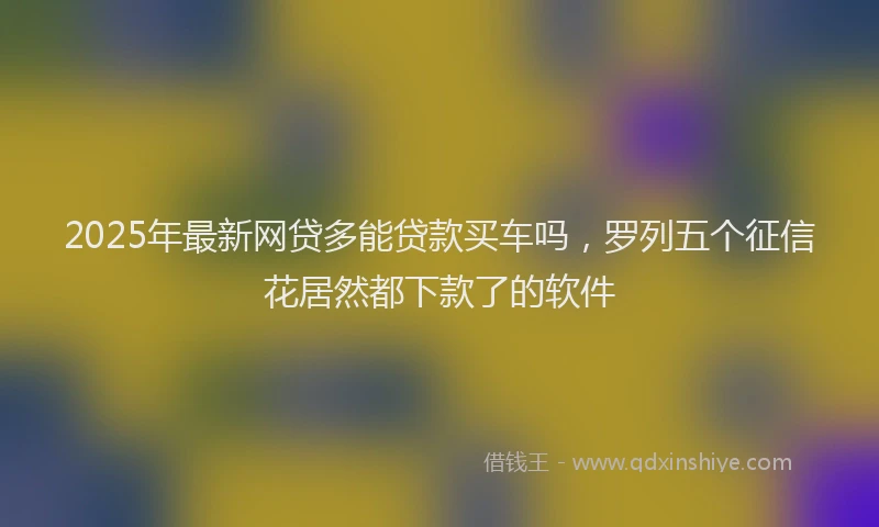 2025年最新网贷多能贷款买车吗，罗列五个征信花居然都下款了的软件