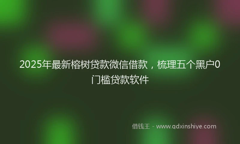 2025年最新榕树贷款微信借款,梳理五个黑户0门槛贷款软件