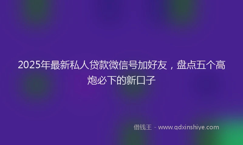 2025年最新私人贷款微信号加好友，盘点五个高炮必下的新口子