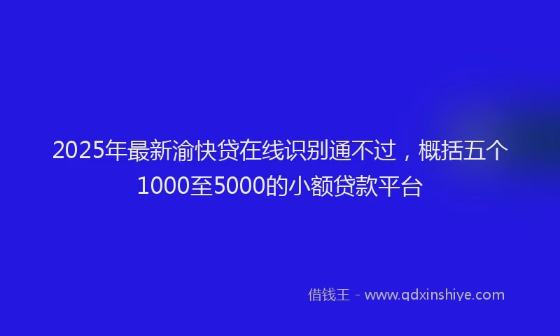 2025年最新渝快贷在线识别通不过，概括五个1000至5000的小额贷款平台