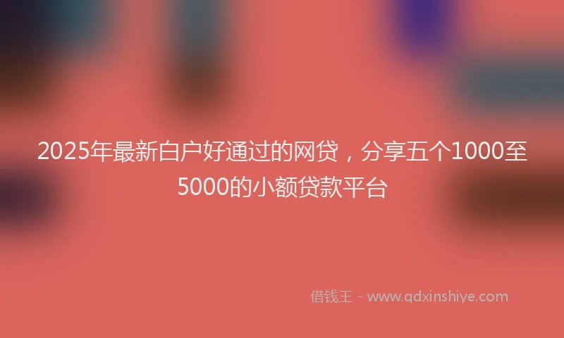 2025年最新白户好通过的网贷，分享五个1000至5000的小额贷款平台