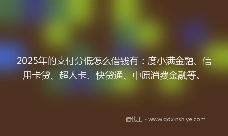 2025年的支付分低怎么借钱有：度小满金融、信用卡贷、超人卡、快贷通、中原消费金融等。