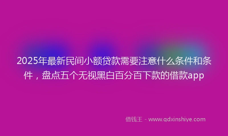 2025年最新民间小额贷款需要注意什么条件和条件，盘点五个无视黑白百分百下款的借款app