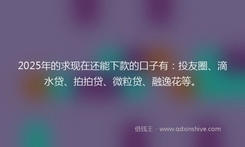 2025年的求现在还能下款的口子有：投友圈、滴水贷、拍拍贷、微粒贷、融逸花等。